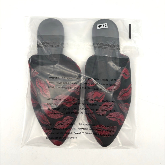 NEW Urban Outfitters Metallic Kiss Lip Print Embroidered Open Back Flats Size 6M - Picture 16 of 16